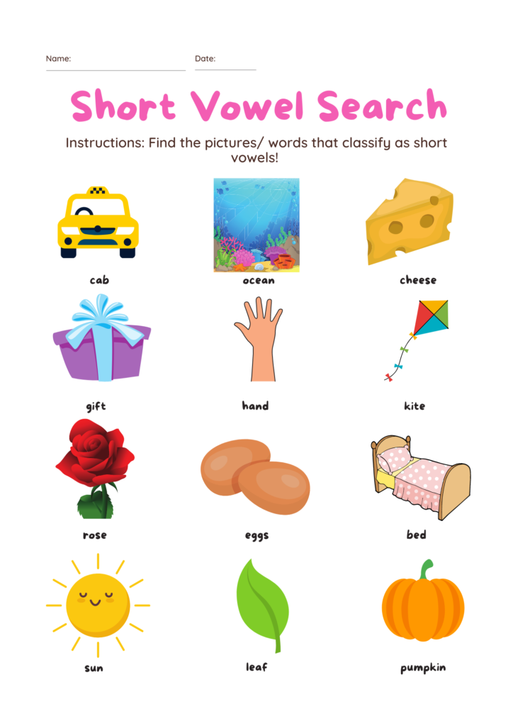 Vowel learning for Middle childhood (ages 6-8) 